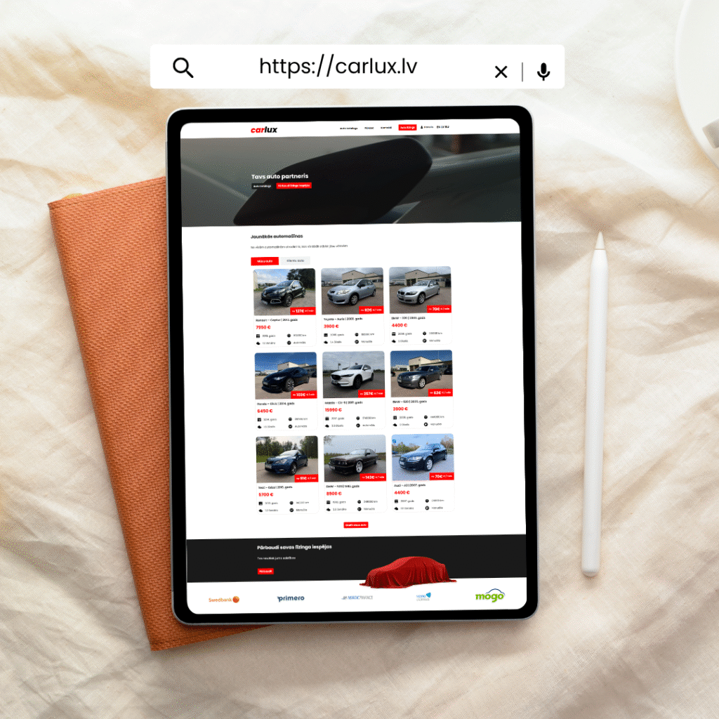Showcase picture of clients website - https://carlux.lv/