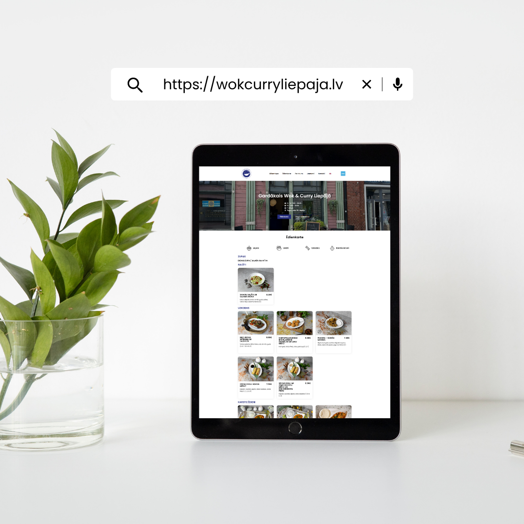 Mājaslapa Āzijas virtuves kafejnīcai