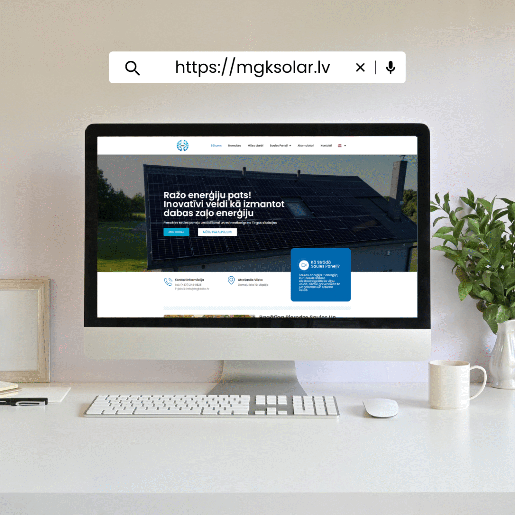 Showcase picture of clients website - https://mgksolar.lv/