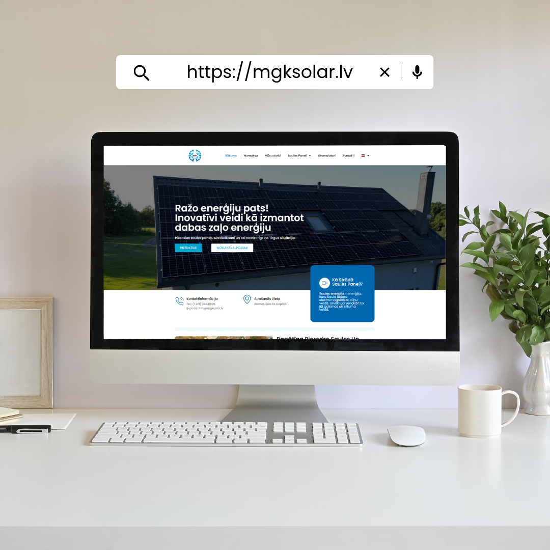 Mājaslapa saules enerģijas risinājumu uzņēmumam