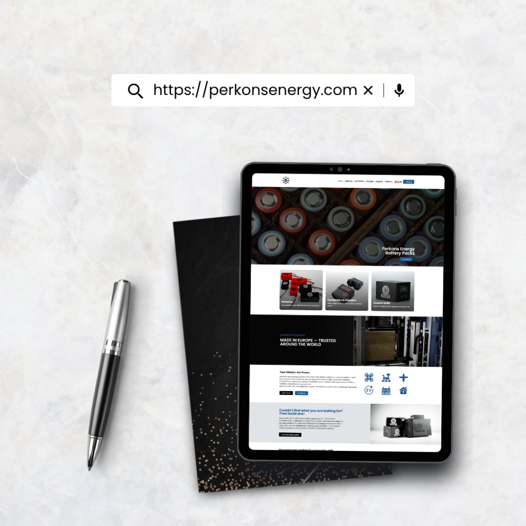 Showcase picture of clients website - https://perkonsenergy.com/