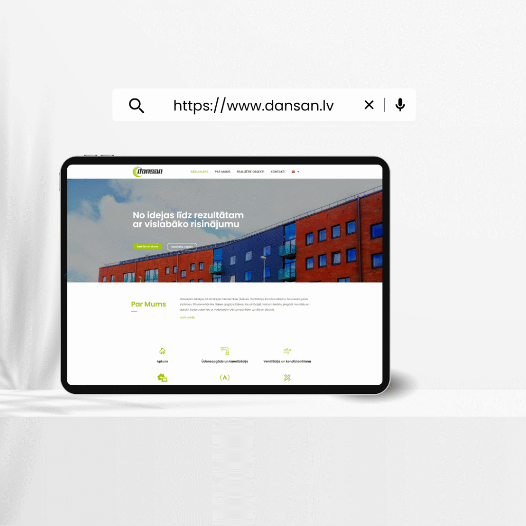 Showcase picture of clients website - https://www.dansan.lv/